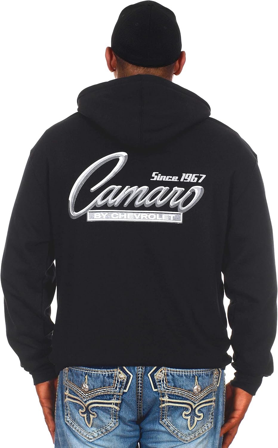 JH Design Men's Chevy Camaro Zip Up Hoodie Black Sweatshirt All Over Print Sm-3x - Image 3