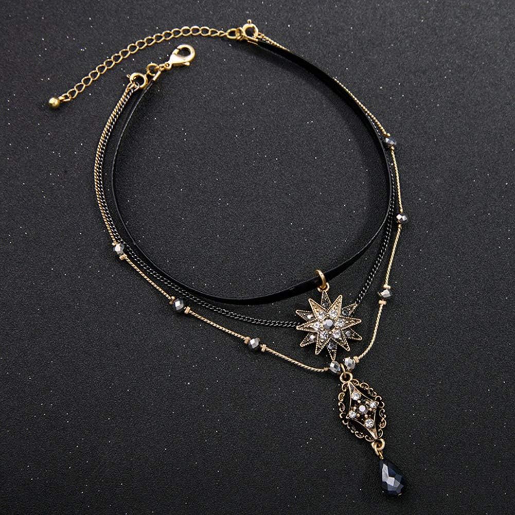 Multilayer Vintage Star Choker Necklace - Black Leather Pendant Gothic Jewelry - Image 5