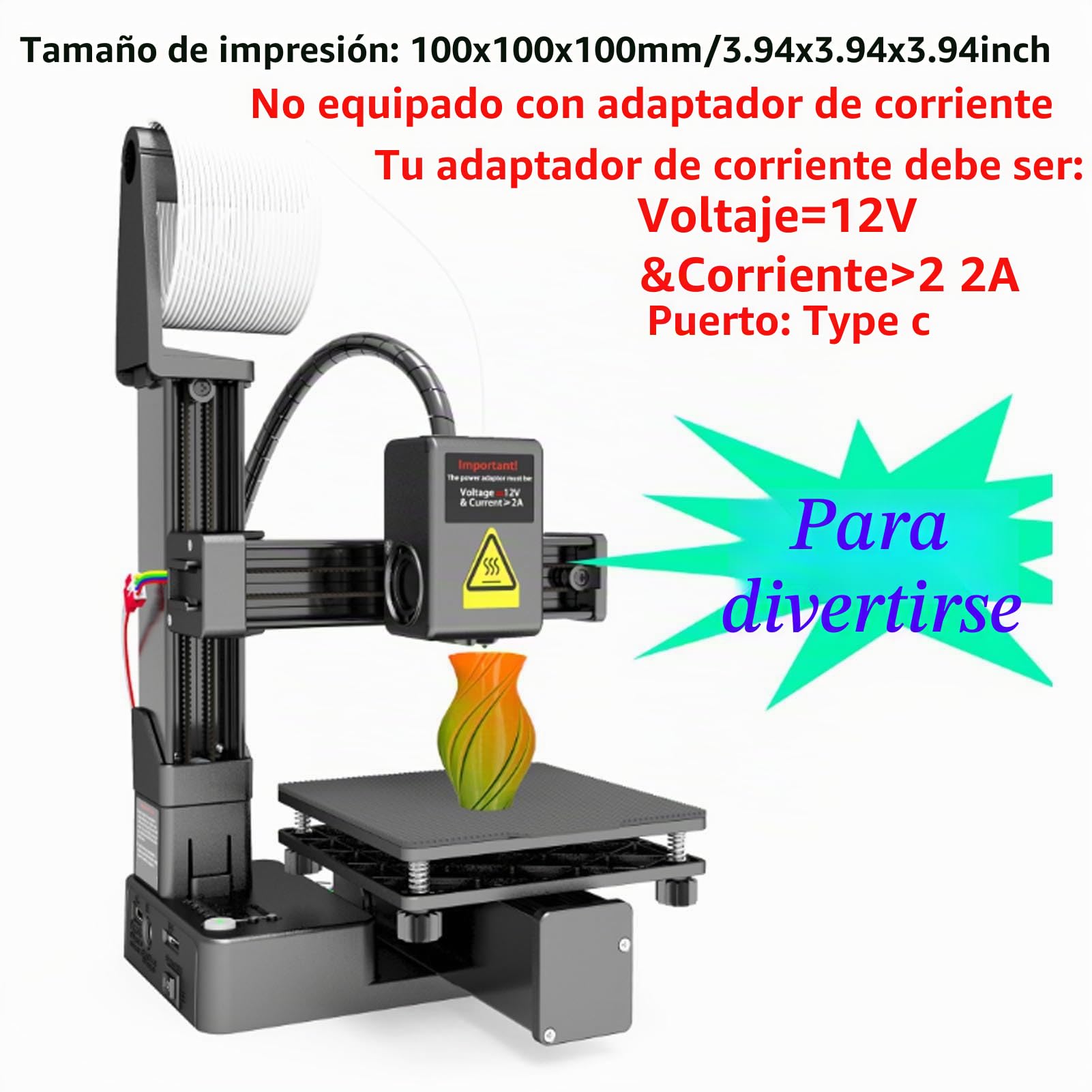 ciciglow Impresora 3D FDM Mini, Máquina de Impresión 3D de 40 Mm/s para Niños y Principiantes, Admite 1,75 Mm de Filamento TPU de PLA, Tamaño de Impresión de (Enchufe de la UE)