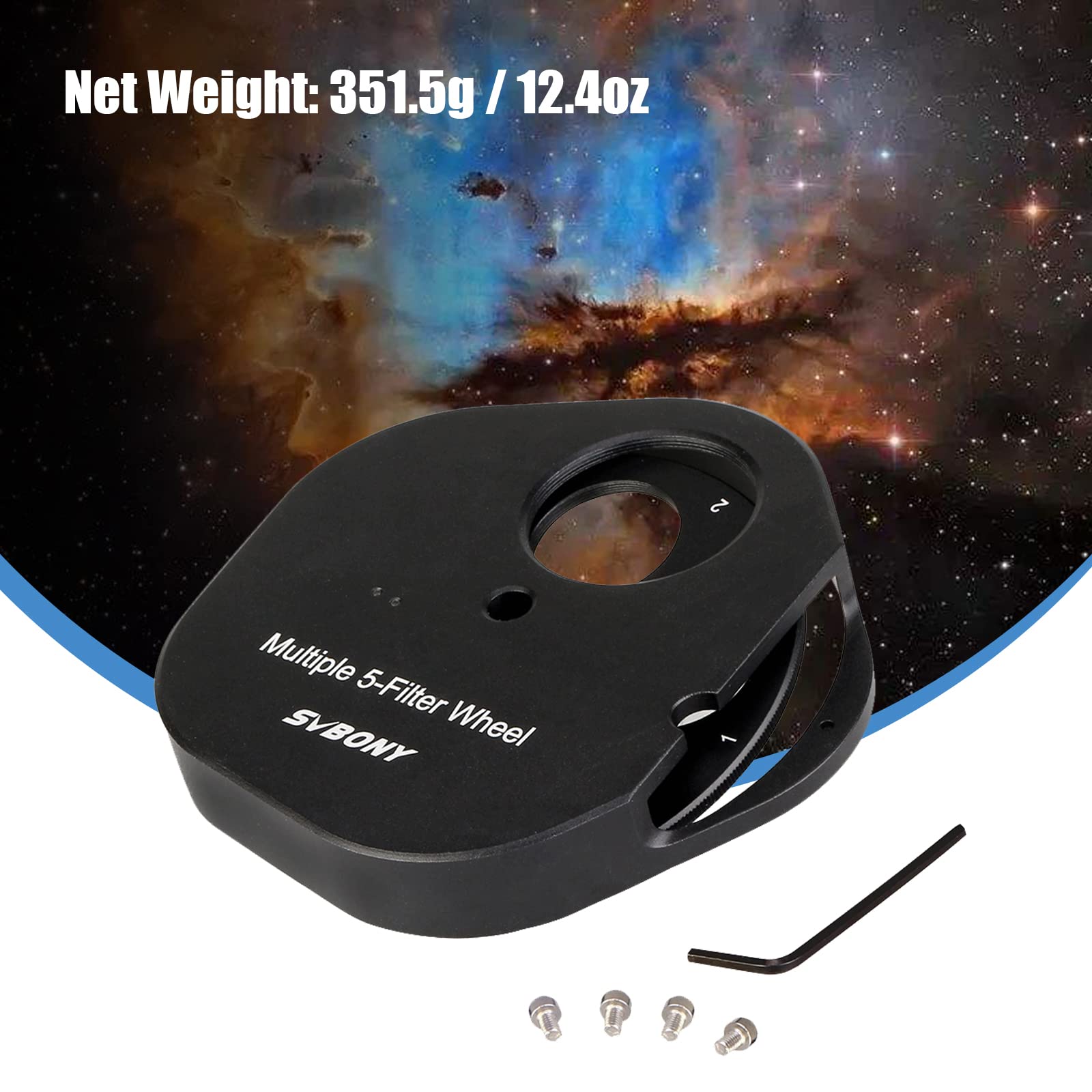 SVBONY SV133 Roue filtrante à 5 Positions pour télescope avec Adaptateur oculaire de 3,2 cm, Adaptateur d'appareil Photo T2 et Bague de Verrouillage