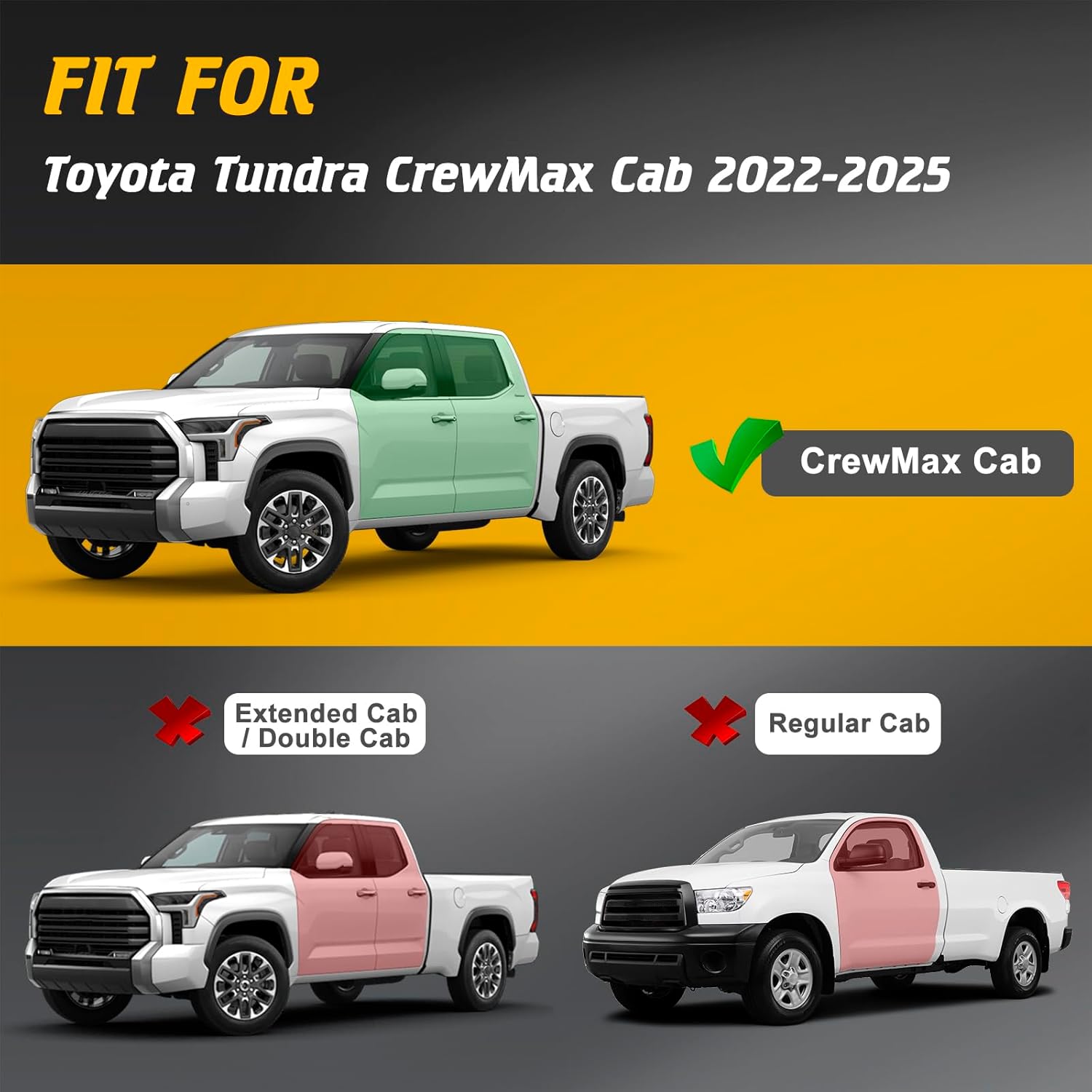 Running Boards Fit for Toyota Tundra CrewMax Cab 2022-2025 2026(4 Full Size Doors) Anti-Slip Alloy Steel Drop Down Side Steps Two Stair Rock Sliders Rails Nerf Bars Black Powder Coated