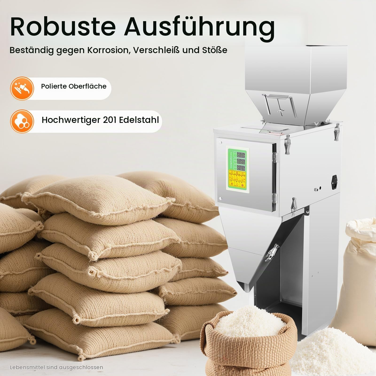 Pulverabfüllmaschine 10-999g Automatisches Wiegen und Abfüllen von Granulat Multifunktionale Verpackungsmas