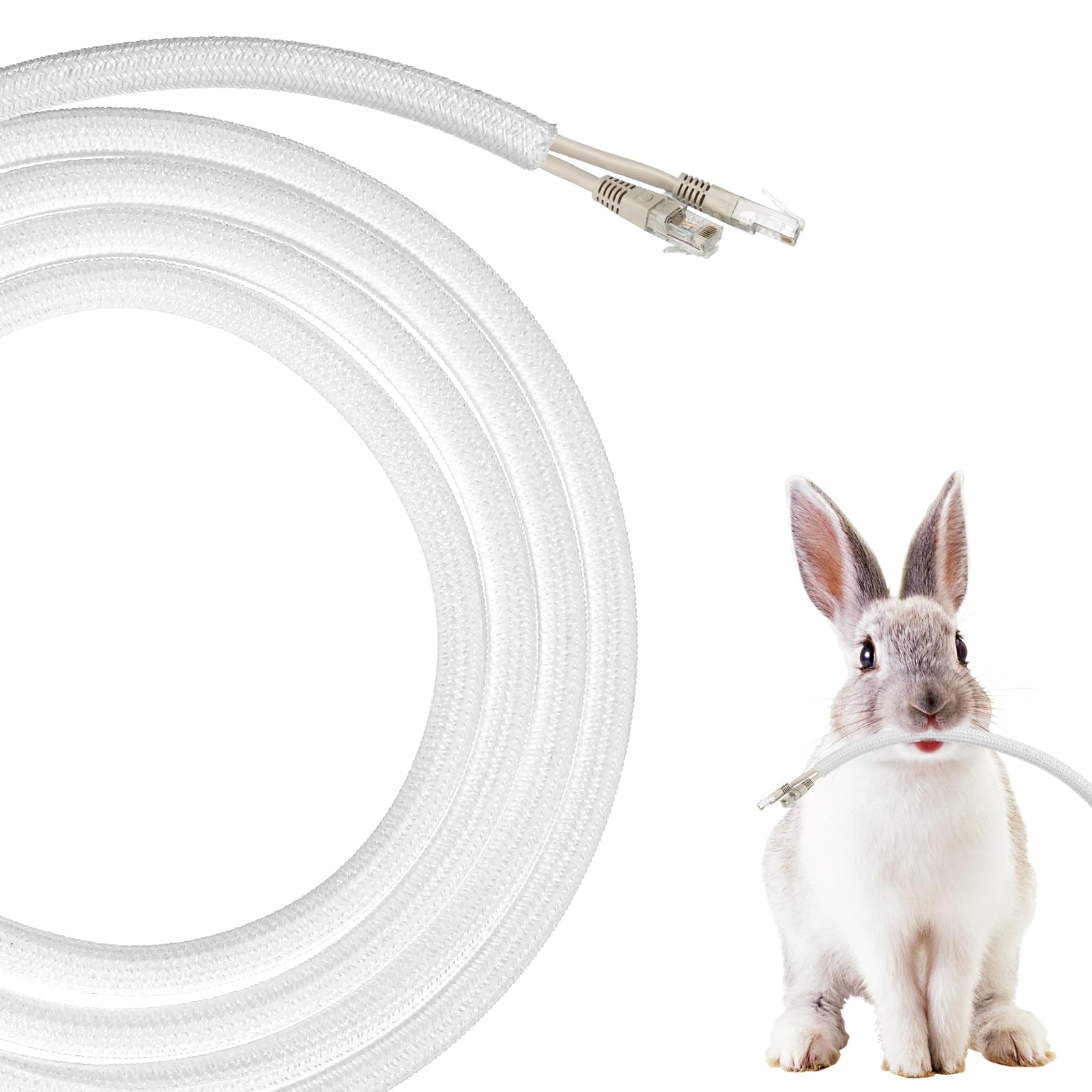 16.4ft Cable Management Sleeve Dog and Cat Cord Protector 3/8inch White Flexible Wire Loom Tubing Cable Sleeve Protects Cables from Pets Chewing for USB, Audio, Power, and Video Cords