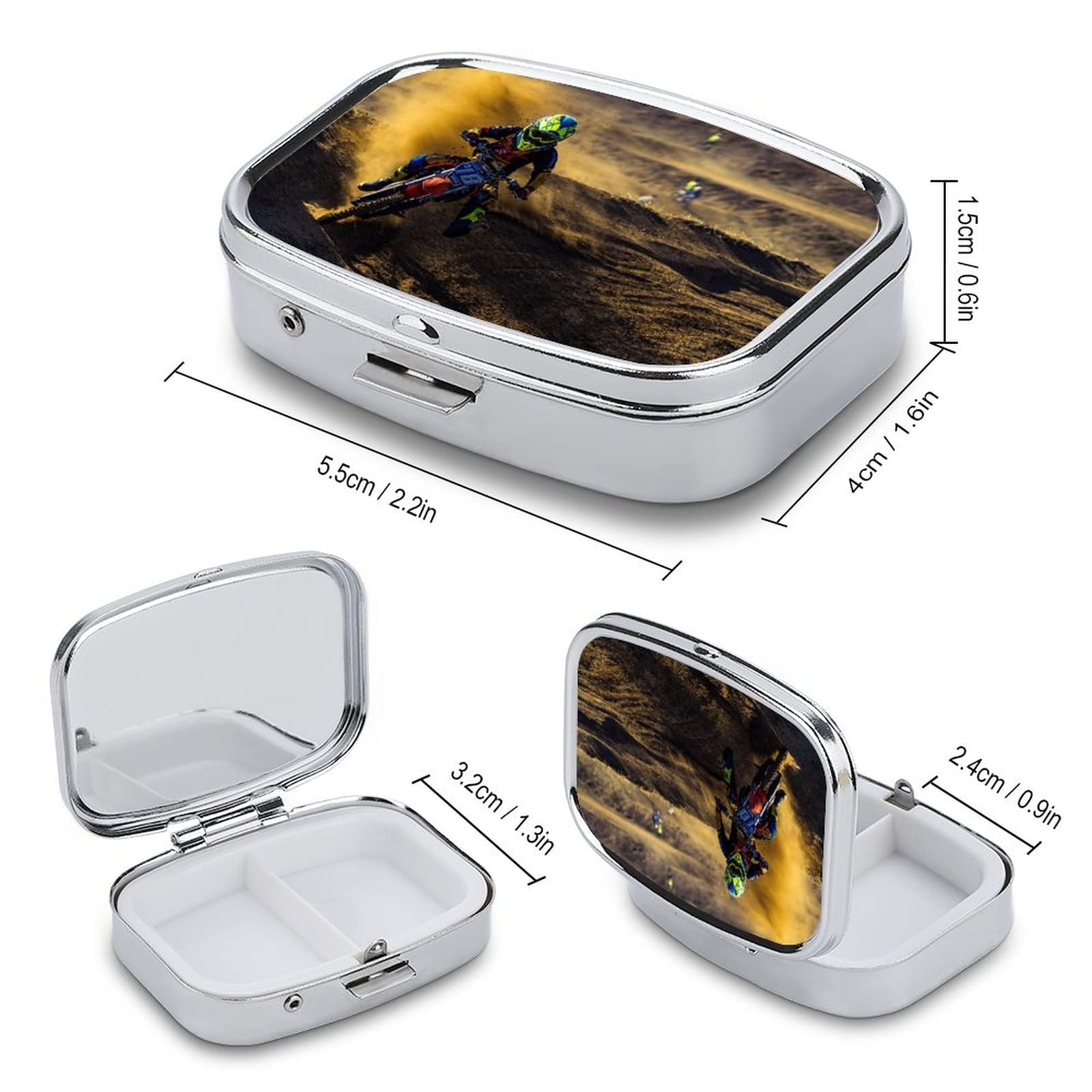 Caja De Pastillas De Viaje Carreras De Motos En El Desierto Caja De Pastillas Portátil Caja De Bolsillo Dispensador Compartimiento De Vitaminas Contenedor Caja De Pastillas