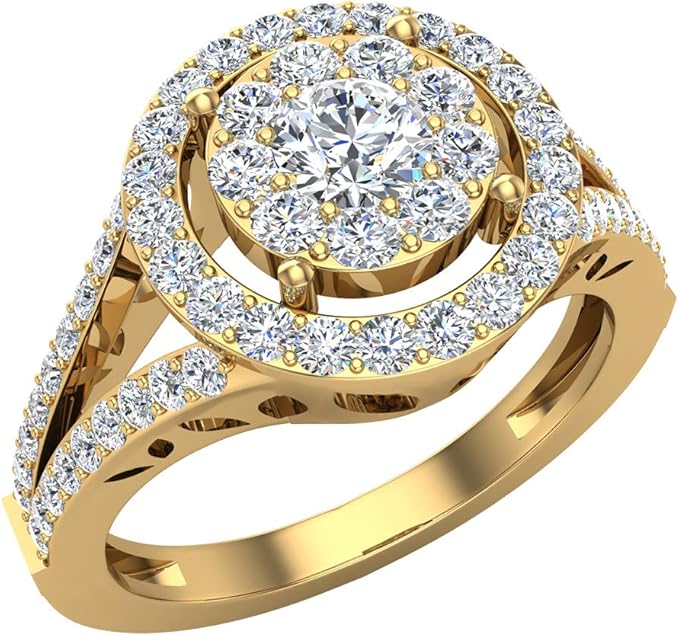Anello Di Fidanzamento Con Diamante Princess Lab Grown Da 3 Carati: Pavé Di Diamanti Halo In Oro Bianco 14 Carati - Italia - Foto 5