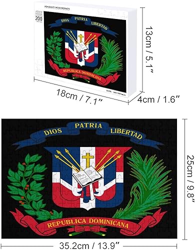 Miniatura 2 de Rompecabezas de madera con logotipo de la bandera de República Dominicana para adultos, 200 piezas en adelante con caja de almacenamiento, 200 piezas