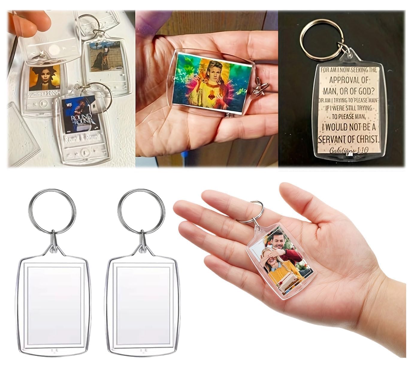 MINZHI 50 pezzi Acrilicoportachiavi,Portachiavi in acrilico,Portachiavi con foto, Portachiaviacrilicorettangolare,Portachiavi foto acrilico,adatti per essere regalati a parenti e amici
