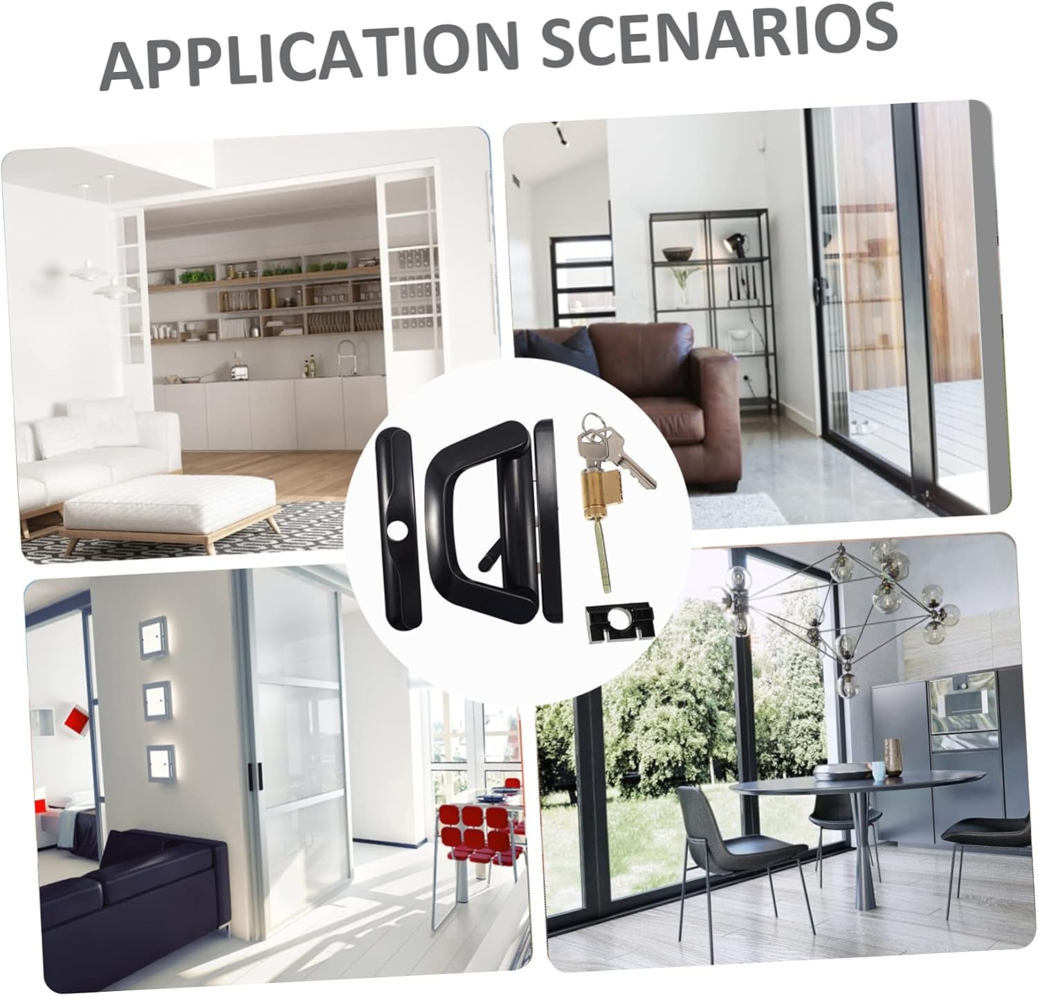 NUOBESTY 1Set Sliding Door Lock Zinc Alloy Glass Door Latch with Key Durable Single Side Door Lock for Kitchens Restaurants Bedrooms Easy Installation Use Practical Design