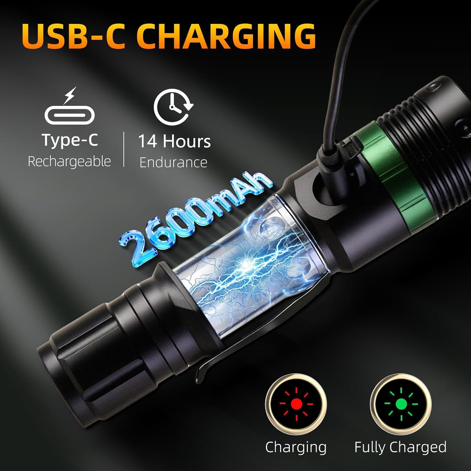 ULTRAFIRE Rechargeable Traffic Wand Flashlight, 11 Inch LED Bright Safety Light with Belt Clip, Zoomable Signal Light Stick for Traffic Control, Airport, Police, Security, Camping, UF-303X (2 Pack)
