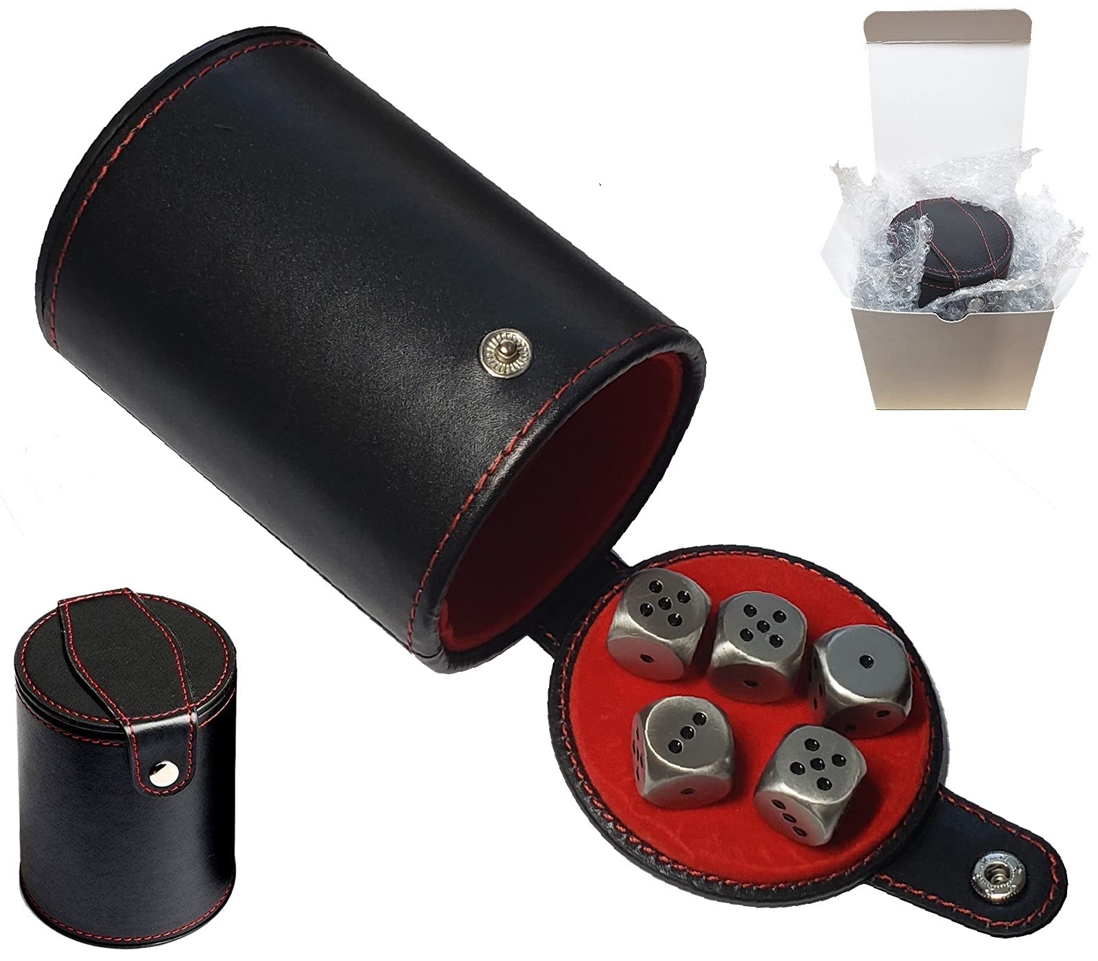 Evite perder dados con este cubilete con compartimento de almacenamiento y fieltro rojo 7
