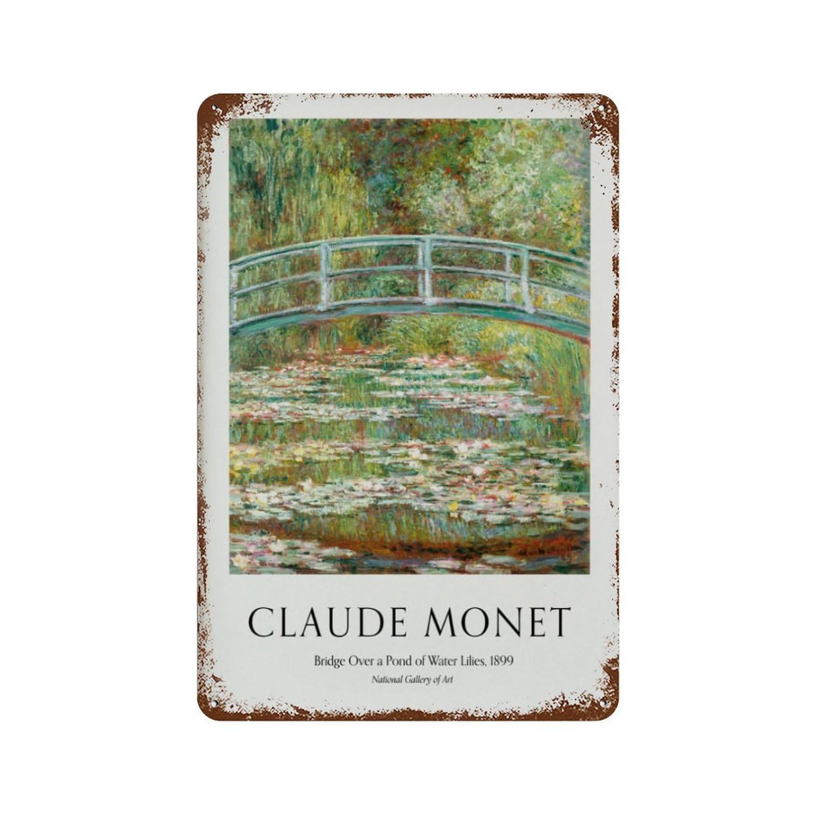 xiaoxiaoshen Monet Water Lilies Impressionist Pond Landscape Wall Decor Art Metal Tin Poster Modern Home Decor Art Home Bar Shop Decorations Vintage Sign 30x20cm