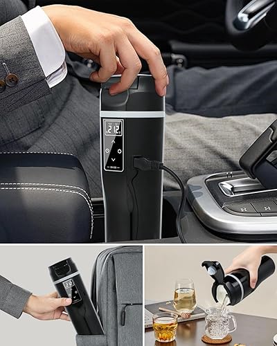 Miniatura 15 de Hervidor eléctrico de viaje para automóvil, hervidor de té eléctrico portátil, calentador de agua de temperatura libremente ajustable, hervidor