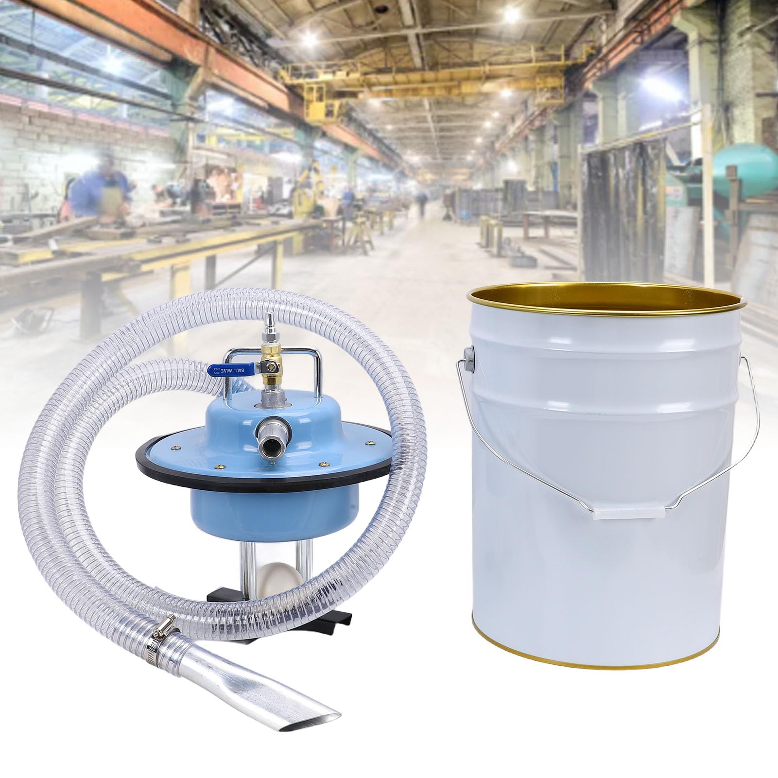 Aspiradora Neumática en Seco y Húmedo, Aspiradora Industrial de Acero Inoxidable, 20L, 3000CP, Succión, Apagado Automático por Flotador para Talleres Mecánicos, Recuperación de Virutas de
