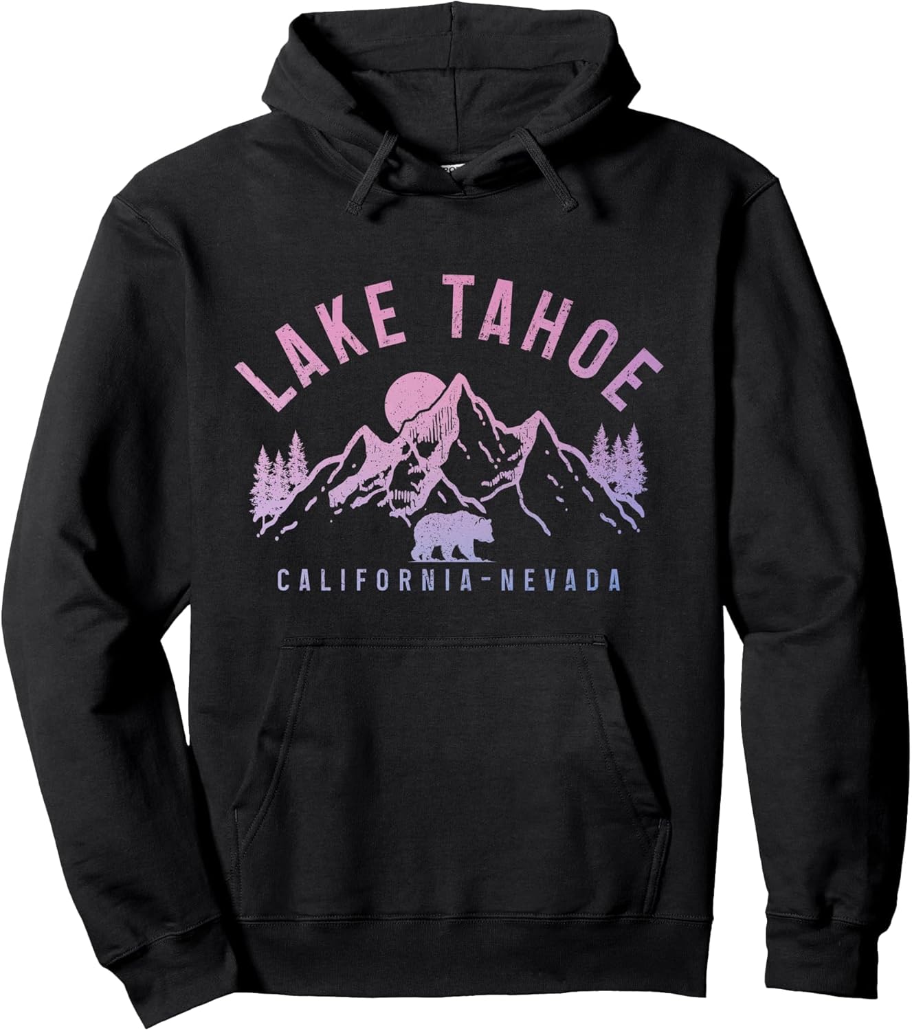 Lake Tahoe California Nevada Mountains Bear Nature Vintage Pullover Hoodie