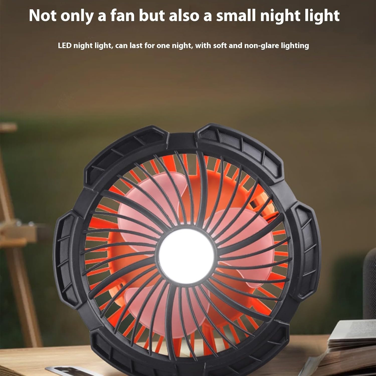 Battery Powered Camping Fan LED Light Regulable Speeds Hanging Light For Backpackers Fishing Outdoor Cooling With LED