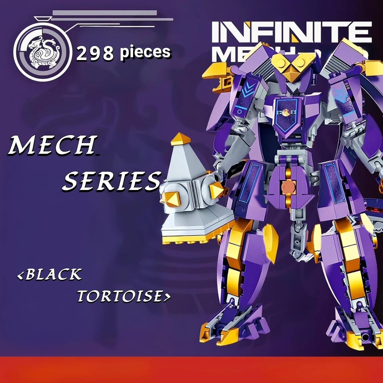 Mech Robot Warrior Hero Model Kit with Power Hammers Weapon Building Blocks Set, Collectible Flexible Mechina Armor Mini Ninja Mythical Toy Gift for Adults Teens 14+