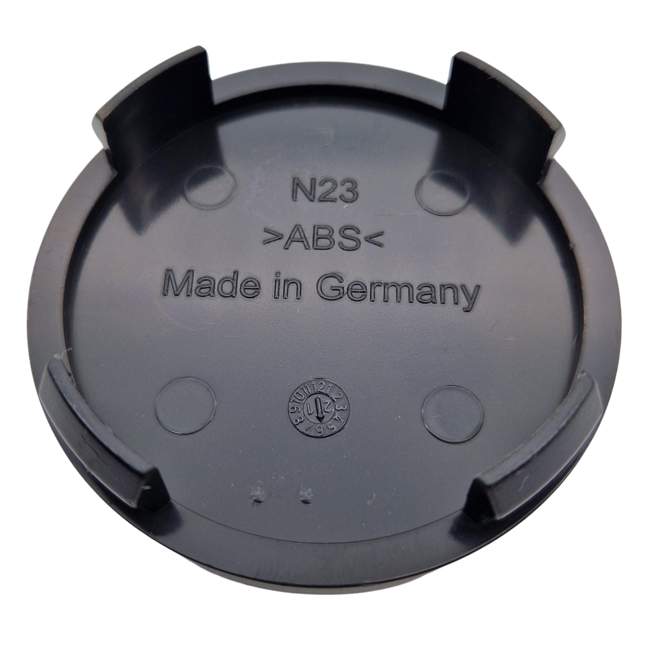4X Alutec Nabendeckel 60mm Schwarz Matt (N23) Logo Silber (All) - Original Felgendeckel/Nabenkappe/Hubcap