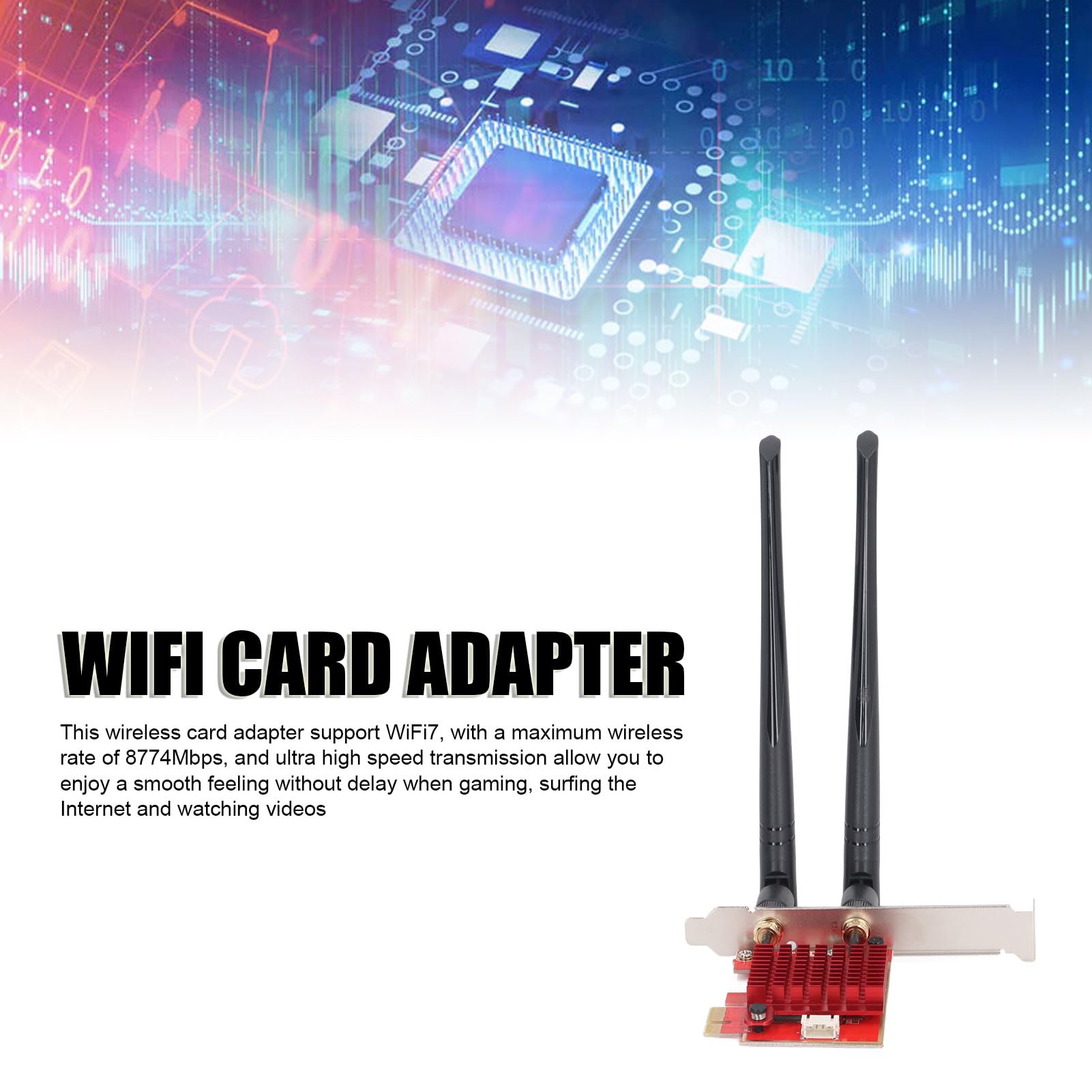 Scheda WiFi PCIe WiFi con Bluetooth 5.4,2.4GHz, 5.8GHz, Scheda Wireless Tri-band 6GHz per PC, Supporta MU-MIMO, Latenza Ultra Bassa, WPA4, Staffa a Basso Profilo, 10/11