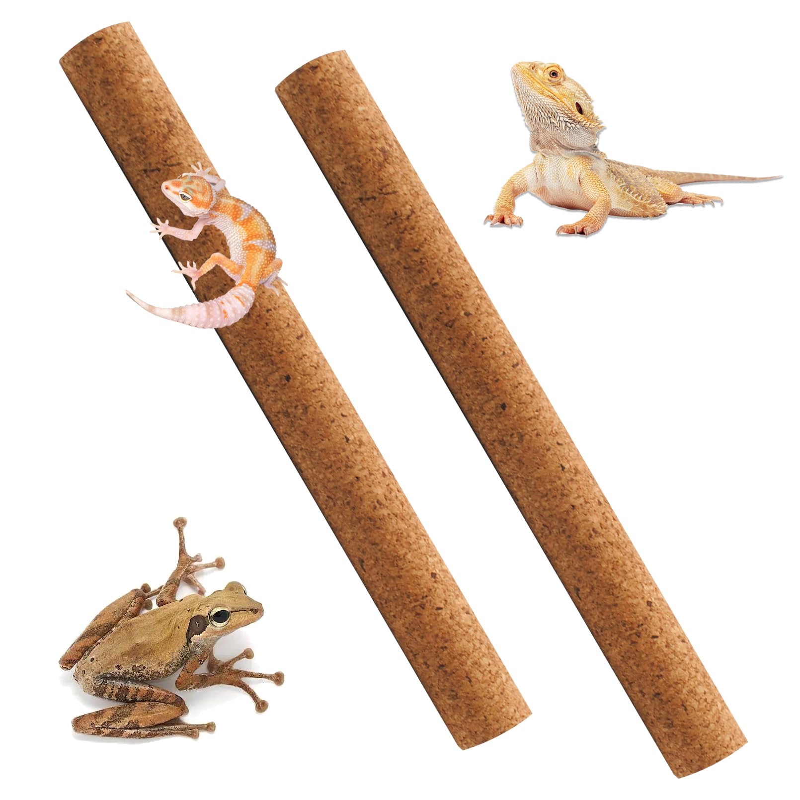 PINVNBY 2 Pcs Reptile Branches for Climbing,Natural Lizard Cork Stick Bearded Dragon Tree Branch Habitat Log Decor for Tree Frog Snake Crested Gecko Spider Chameleon-image-33