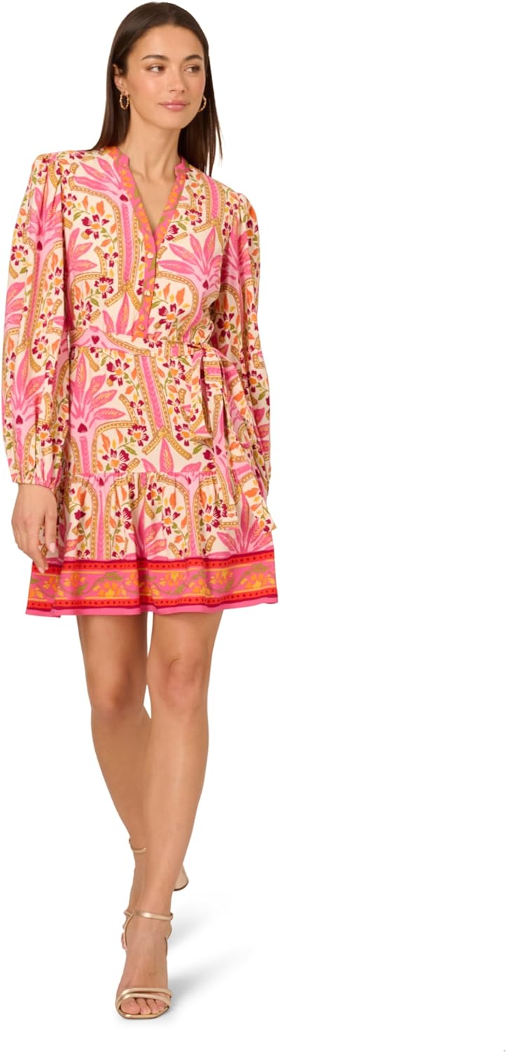 Adrianna Papell Women's Printed Flounce Dress