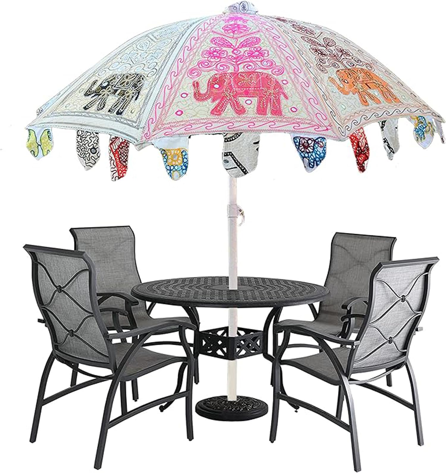 Arprani beach parasols-garden parasol umbrella for sun-Decorative Indian Cotton handmade bridal umbrellas- Handcrafted Embroidered