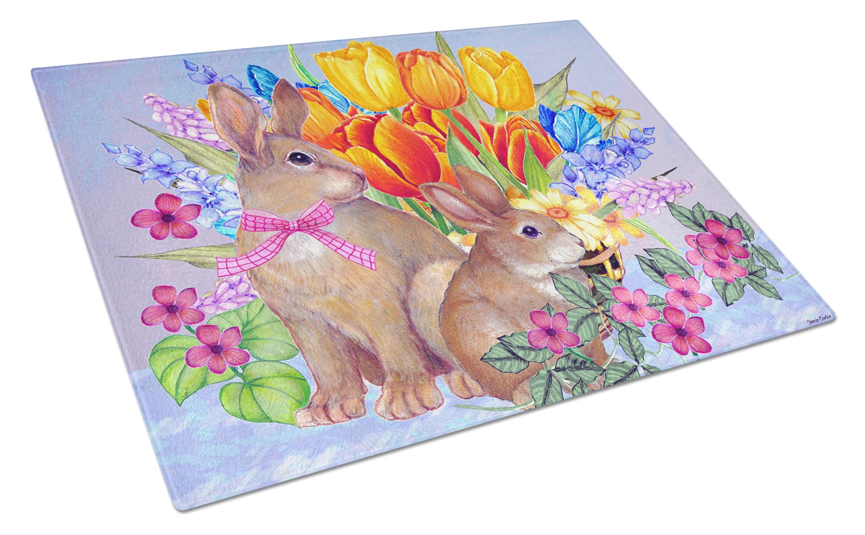 Planche à découper en verre Caroline's Treasures PJC1067LCB lapin multicolore