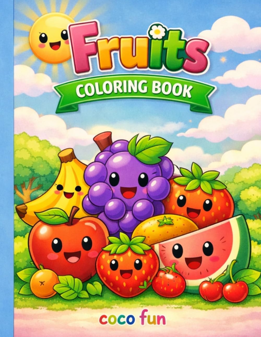 Fruits coloring book for kids age 2 -5 year