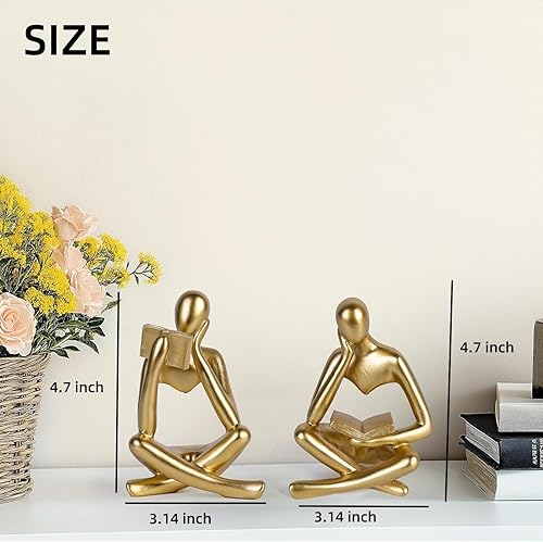 Miniatura 4 de Estatua de pensador de lectura, esculturas de arte abstracto, decoración de figura estética moderna, juego de 2 estatus para el hogar, sala de
