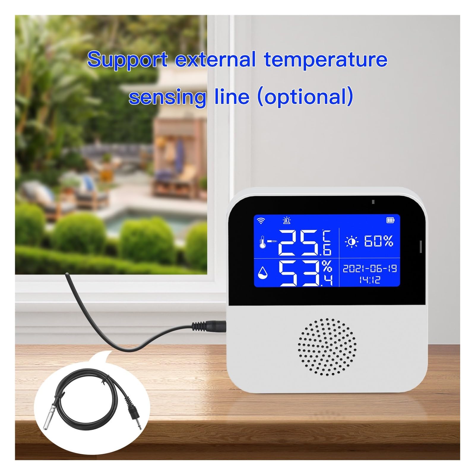 Termómetro interior del higrómetro detector de la luz sensor humedad temperatura Wifi con el trabajo pantalla LCD(Wifi sensor)