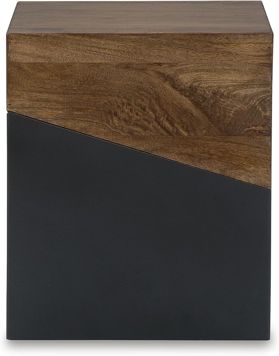 Signature Design by Ashley Trailbend Eclectic Accent End Table, Brown & Gunmetal