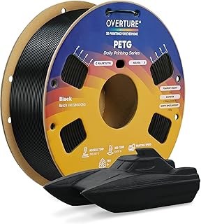 OVERTURE PETG Filament Aufgerüstet 1,75 mm, 1kg (2,2 lbs) Spule, 3D-Druck-Filament, Maßgenauigkeit +/- 0.02 mm (Schwarz)