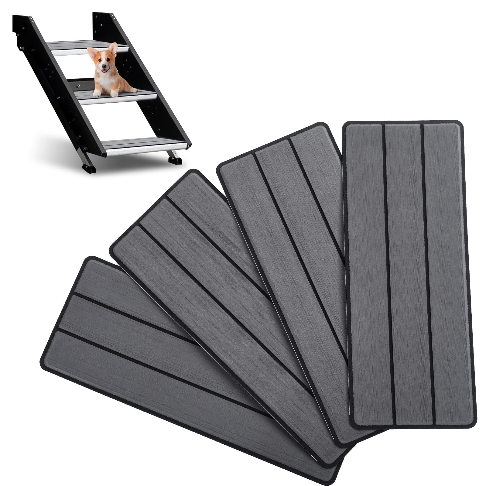 OCEANBROAD EVA Foam RV Step Cover 19''L x 7.5''W 4 Pack, Dark Gray