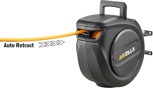 Miniatura 5 de AIRZILLA Carrete de manguera de aire retráctil de 38 pulgadas x 50 pies, manguera de aire híbrida flexible, carrete de manguera de compresor de aire