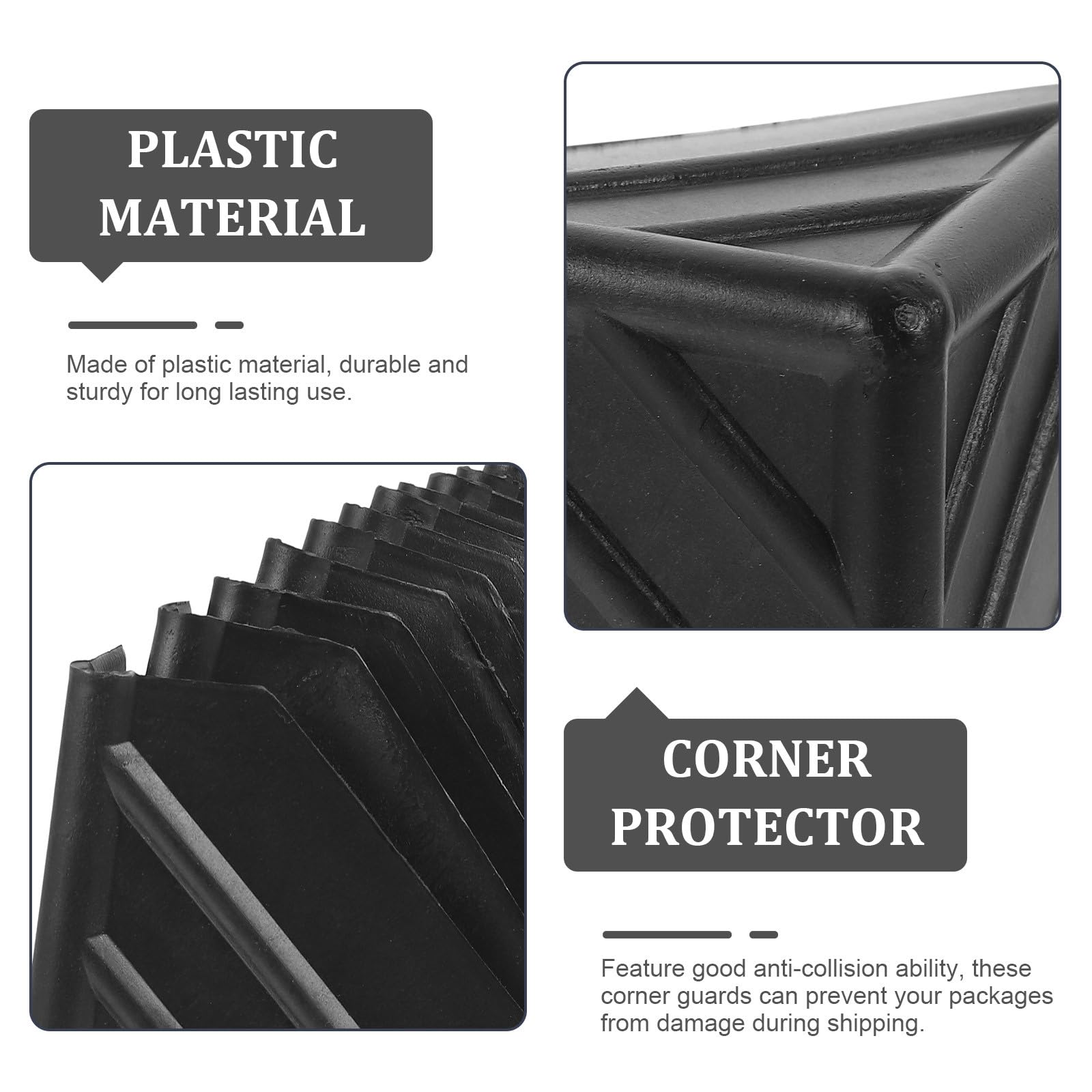 Healvian D'angle en Plastique Noir Installation Facile 100 Pièces Légères pour Emballage et Expédition pour D'angle de Boîte et Meubles