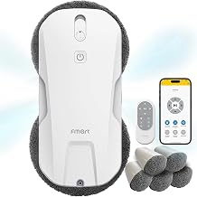 FMART T11 Window Cleaning Robot with 4 Ultrasonic Water Sprays | 5300Pa Strong Suction,lt;60dB Ultra-Quiet, 60mm Slim Window Robot, SLAM 4.0 AI Path Planning, Anti-Drop & 50min UPS Protection