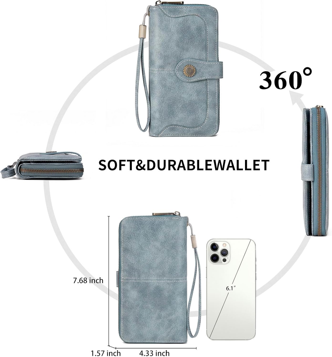 FALAN MULE Womens Wallet RFID Blocking Large Capacity Bifold Leather Credit Card Holder with Zipper Pocket Purse - Image 4