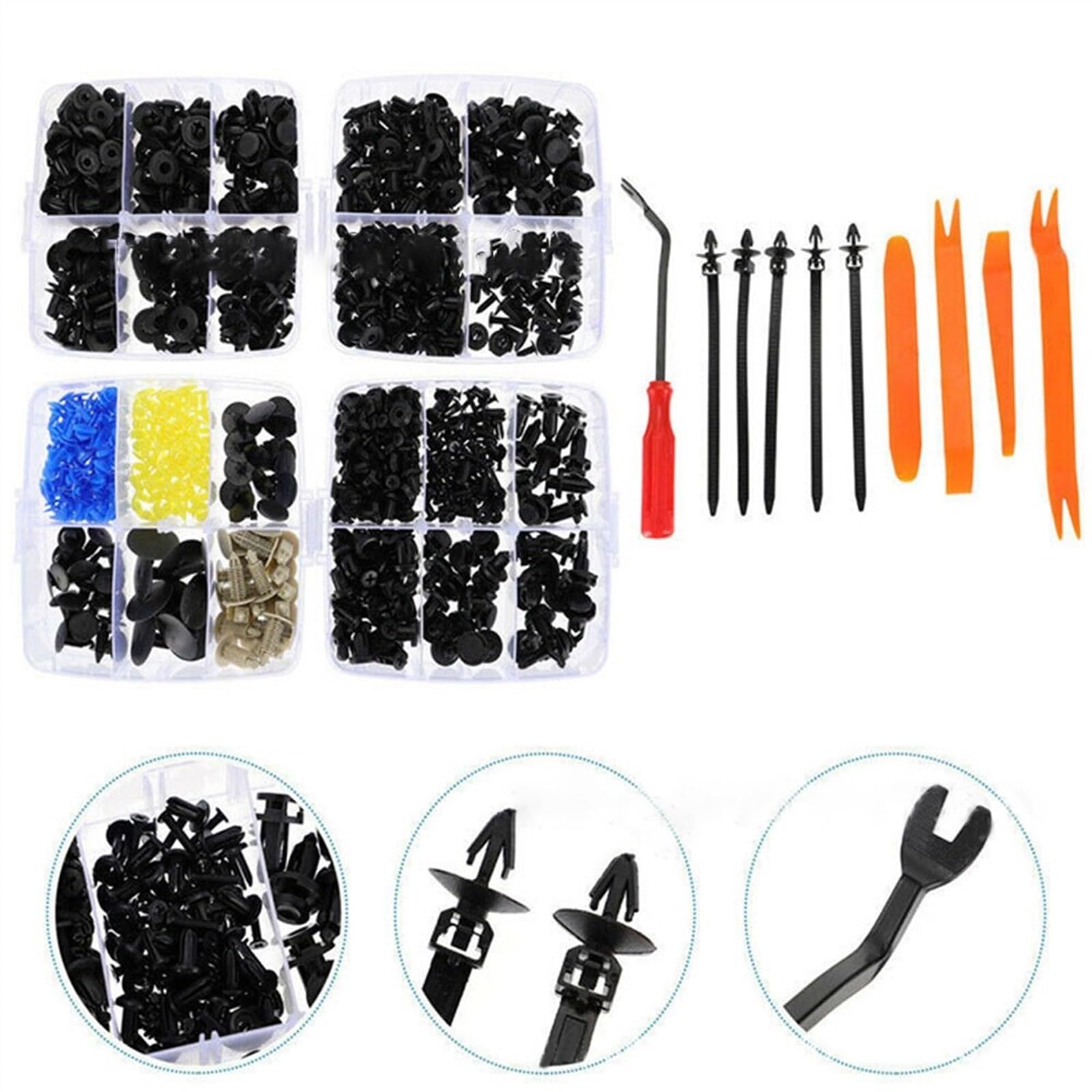Viti e accessori 415 Pz Kit Di Clip Fissaggio Automatico Parafango Per Rivetti 30 Strumento Carrozzeria Auto Push Fermo Pin Rivetto Paraurti Porta Rivestimento Pannello