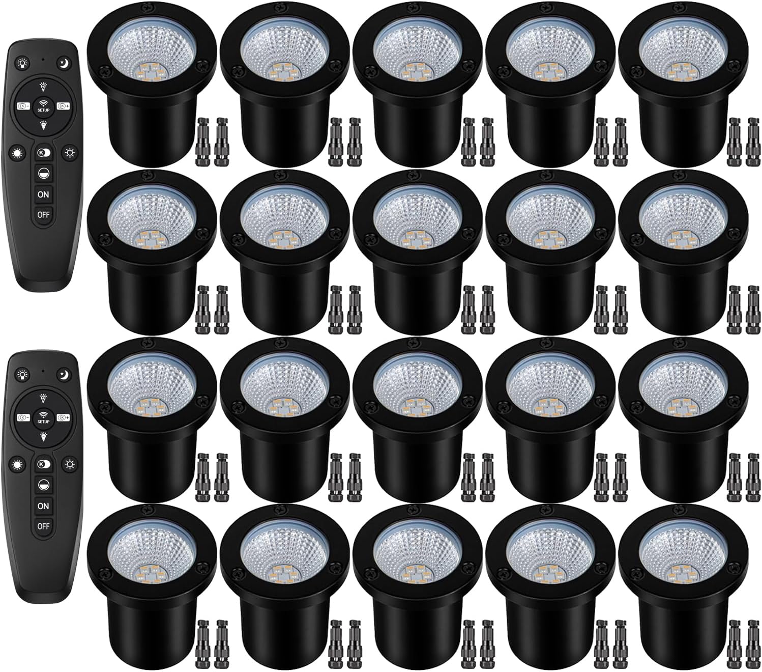 2700K-6500K Dimmable Landscape Well Lights, Low Voltage Outdoor In-Ground Lighting IP67 Waterproof with Memory Function, 12-24V Landscape Lighting for Garden Pathway Yard (20 Pack)