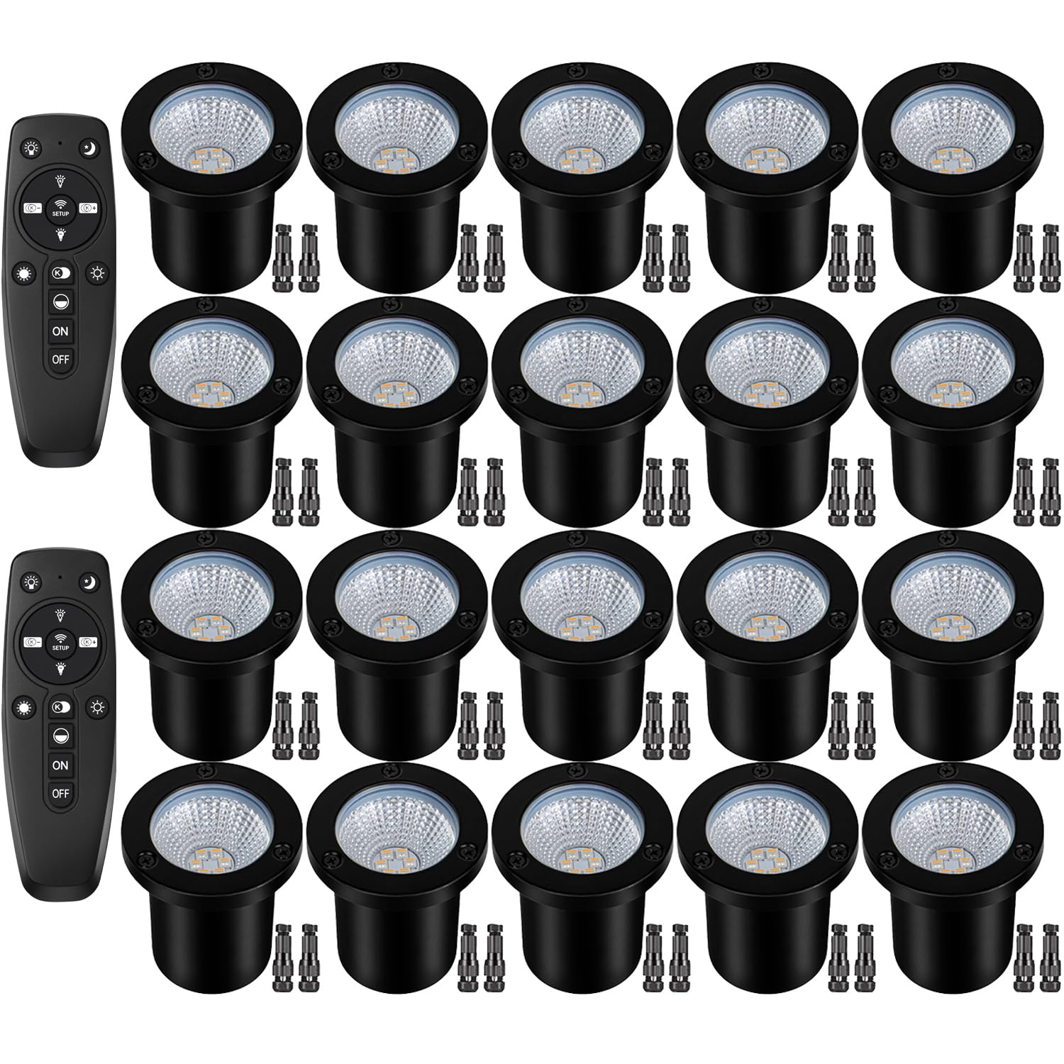 Photo 1 of Motrackcao 2700K-6500K Dimmable Landscape Well Lights, Low Voltage Outdoor In-Ground Lighting IP67 Waterproof with Memory Function, 12-24V Landscape Lighting for Garden Pathway Yard (20 Pack)