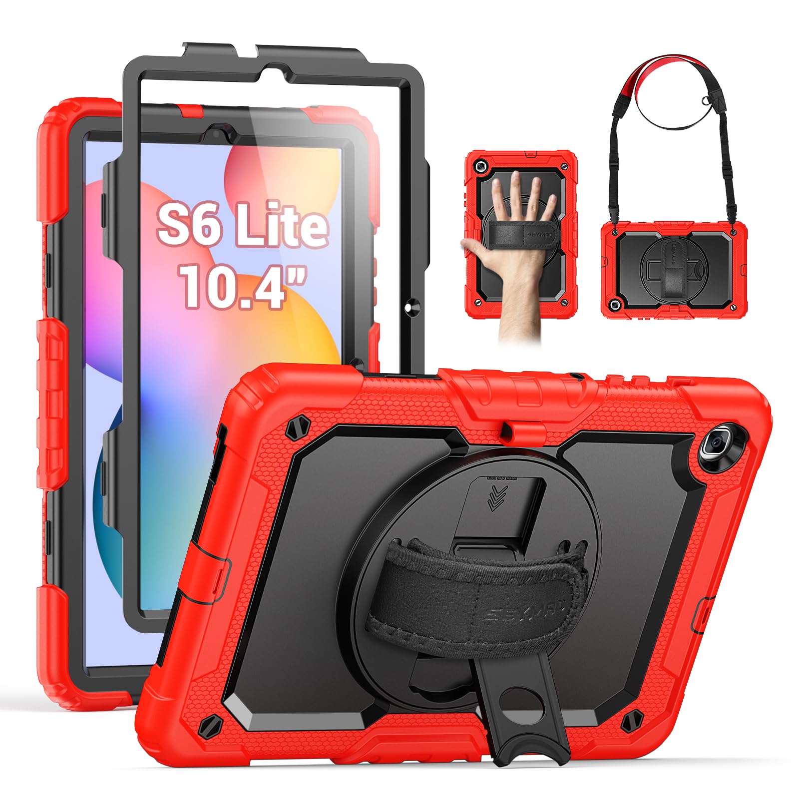 SEYMAC Case for Samsung Galaxy Tab S6 Lite 10.4'' 2024/2022/2020 (SM-P620/P610/P615), Heavy Duty Full-Body Shockproof Protective Case with Screen