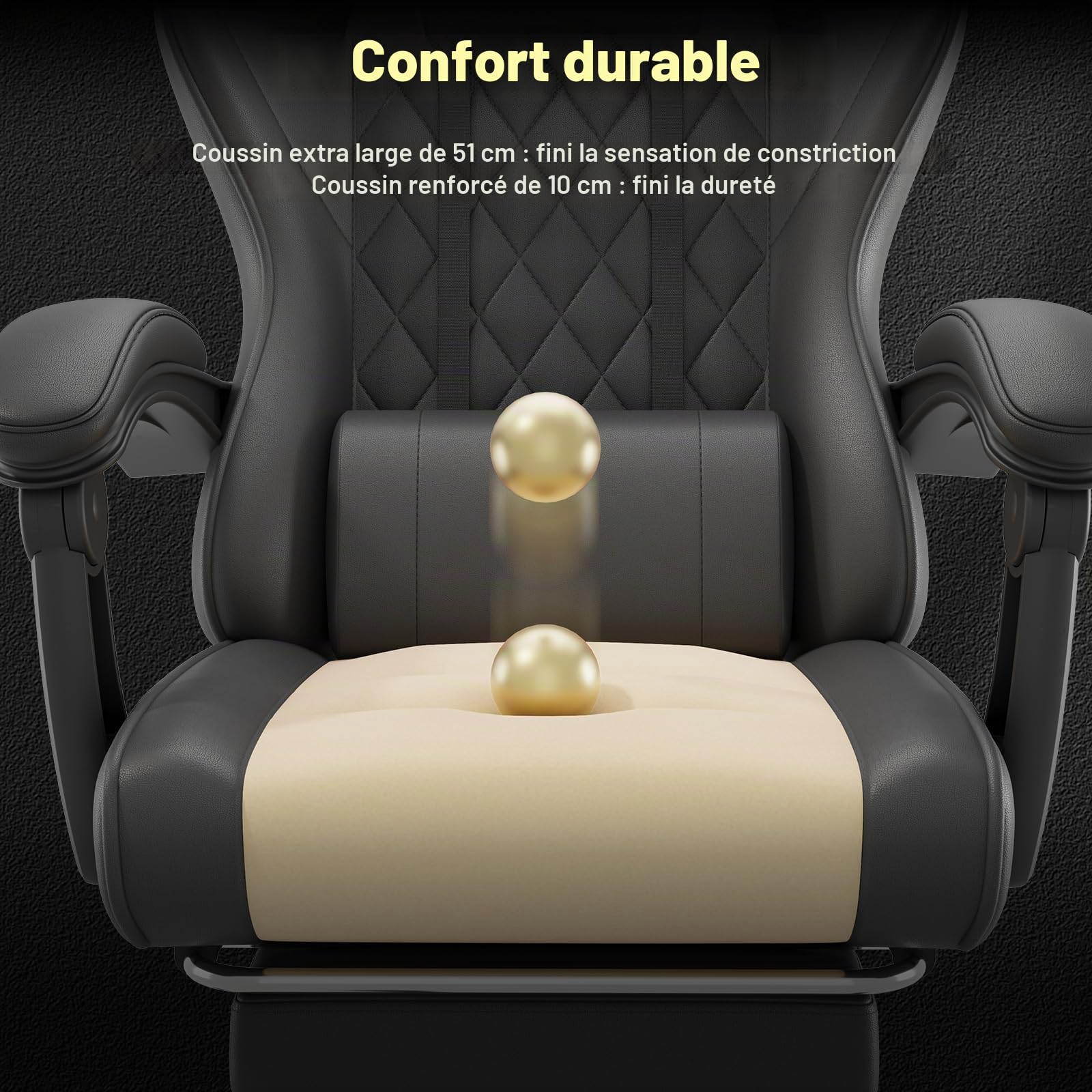 JUMMICO Chaise Gaming Ergonomique, Chaise de Bureau avec Fonction Massage, Fauteuil Gaming avec Repose-Pieds, 150 kg, Noir