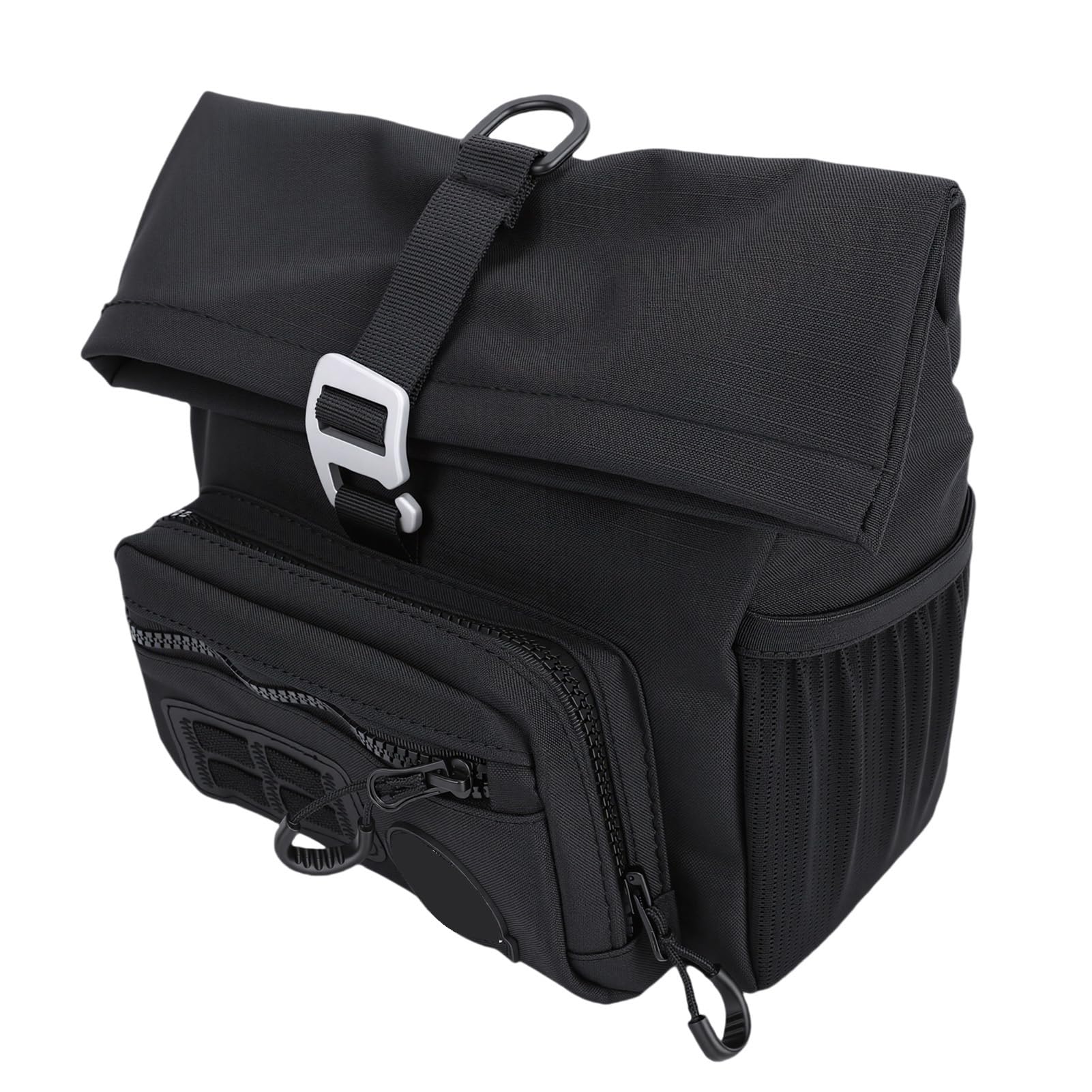 Dpofirs Borsa da Manubrio per Bici, Custodia Anteriore per Bici, Borsa da Manubrio a Sgancio Rapido con Tracolla Staccabile e Copertura Antipioggia, per e Altre Pieghevoli (BLACK)