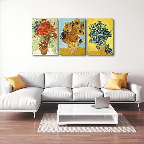 Vista 11 de Wieco Art Great Wave of Kanagawa Katsushika Hokusai 3 piezas modernas sobre lienzo estirado impresiones sobre lienzo, arte de pared para decoración