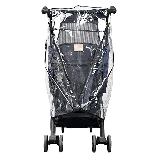 Miniatura 7 de Funda de lluvia para cochecito, protector universal negro transparente de viaje para bebé, protección al aire libre, cubierta de plástico para