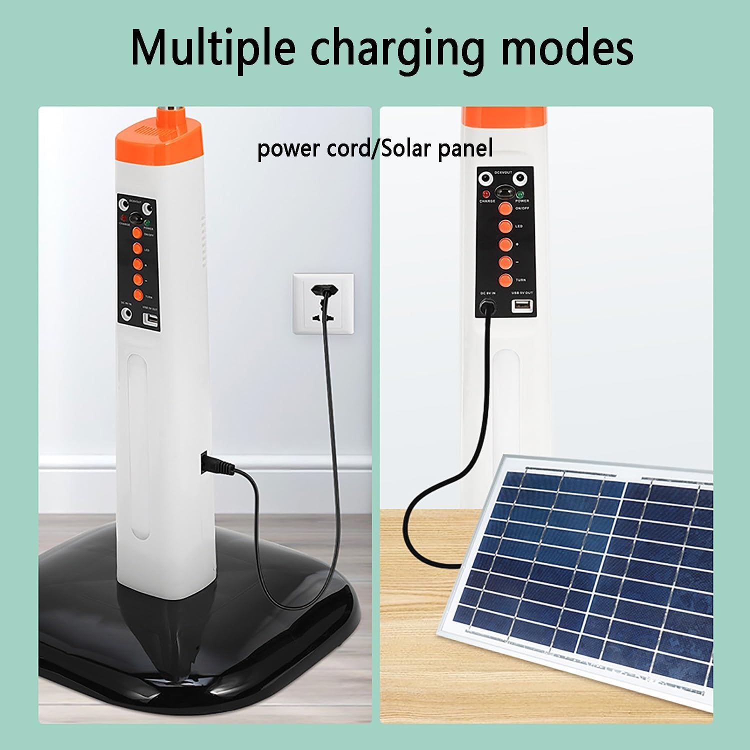 Pedestal Fans, Solar Fan,Camping Fan with solar panel, height adjustable, with LED Lantern, Indoor/outdoor use; Portable Standing Fan/Oscillating Floor Fans, 16"