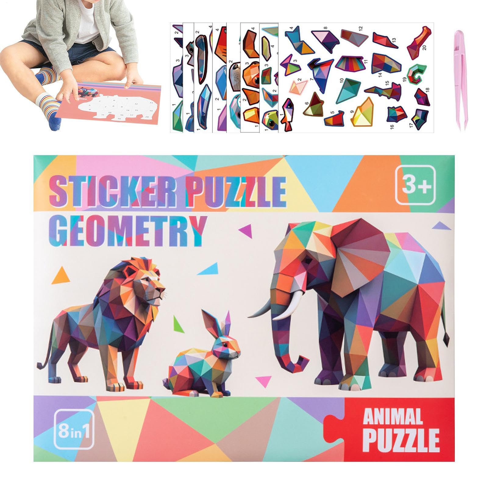 Pintar por pegatinas sin manchas con este juego geométrico para el colegio