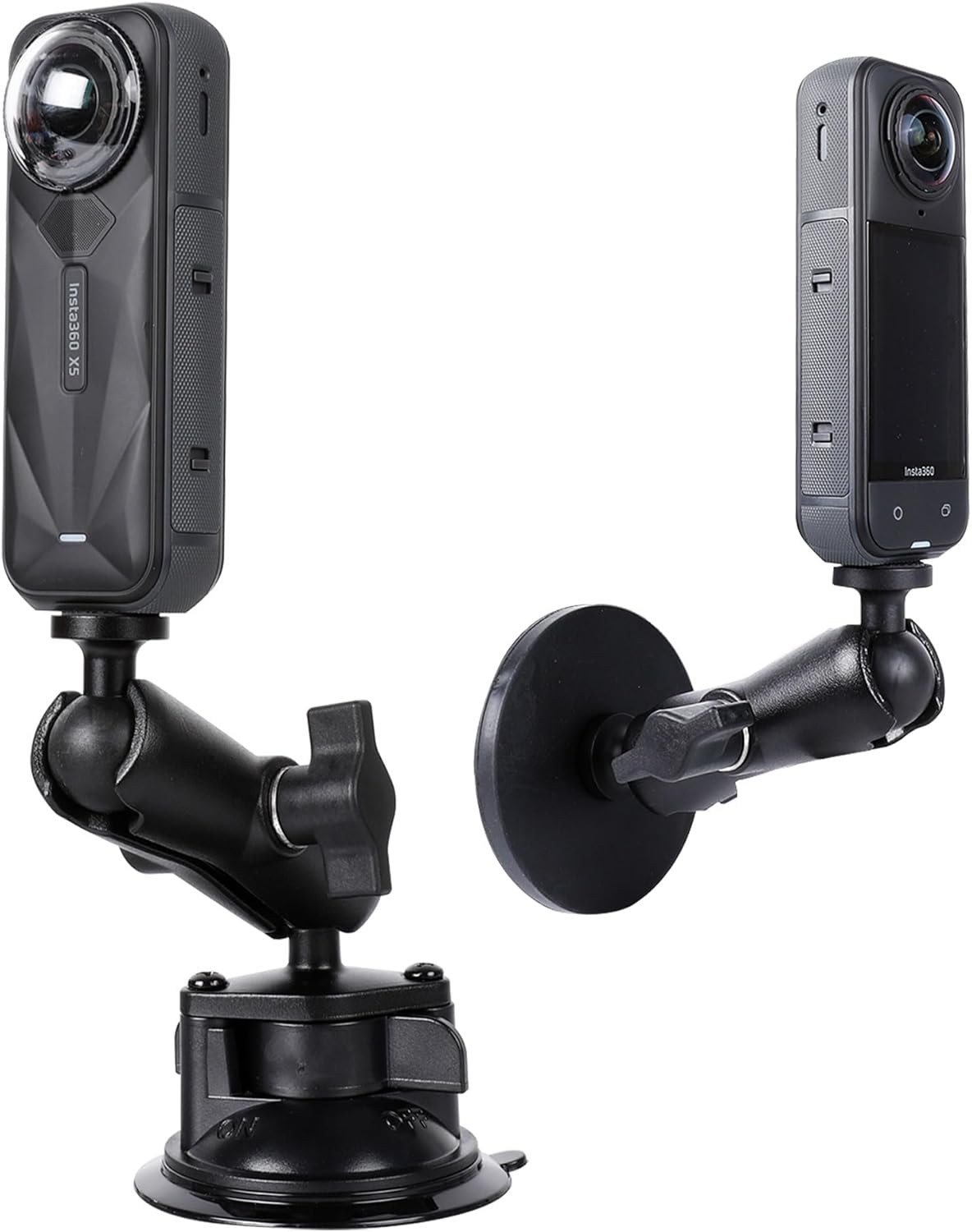 xik 2 in 1 Suction Cup and Magnetic Camera Mount Stand Kit for Insta360 Series, Car Mount Windshield Dashboard Hood Holder ，Compatible with Insta360 X5 X4 X3 & More Action Camera