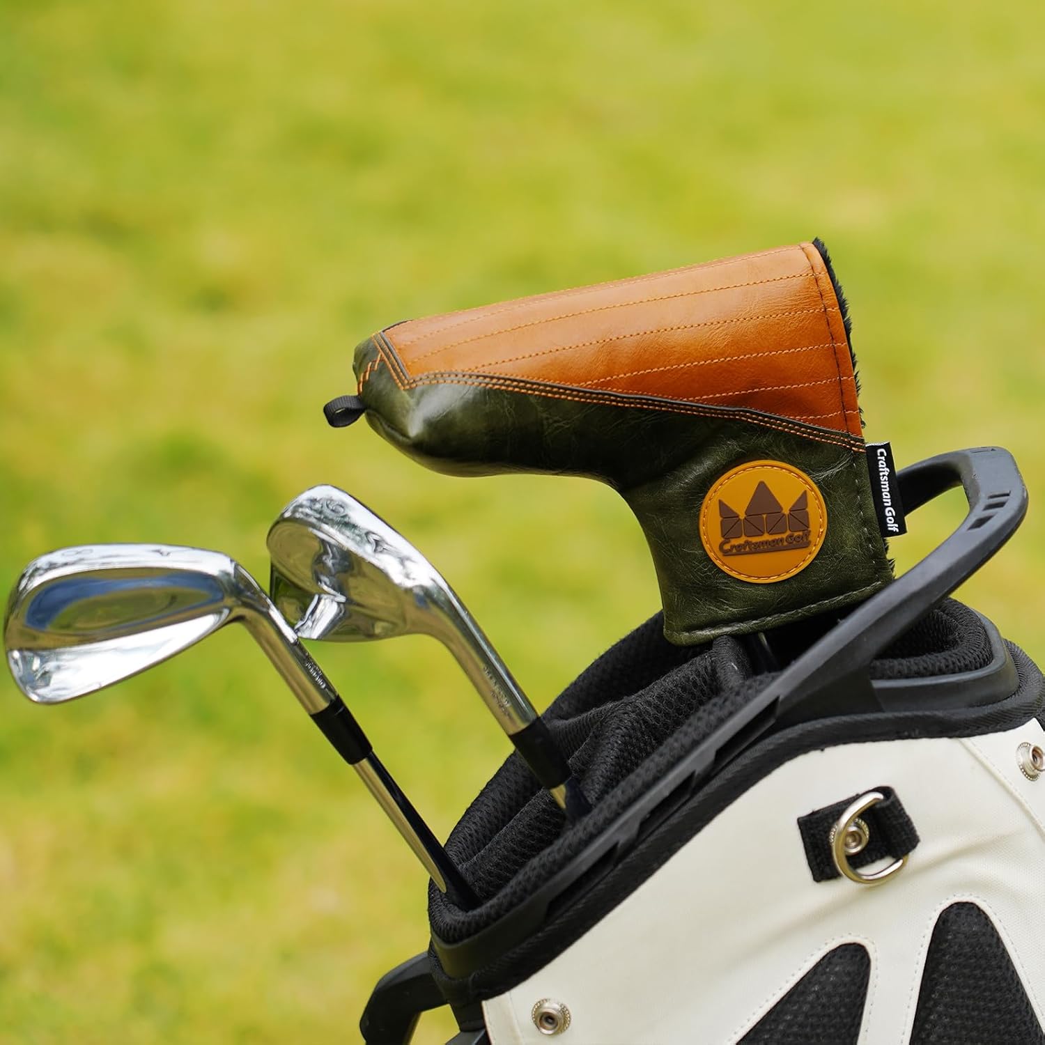 Craftsman Golf Vintage Green and Brown Golf Driver Blade Putter Headcover Head Cover Protector Ideal Gift for Men and Women