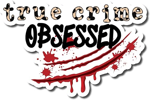 3.5" True Crime Obsessed Laminated Laptop Sticker Drama Murder Mystery Detective At home Binge Watch Leopard Print Blood Knife