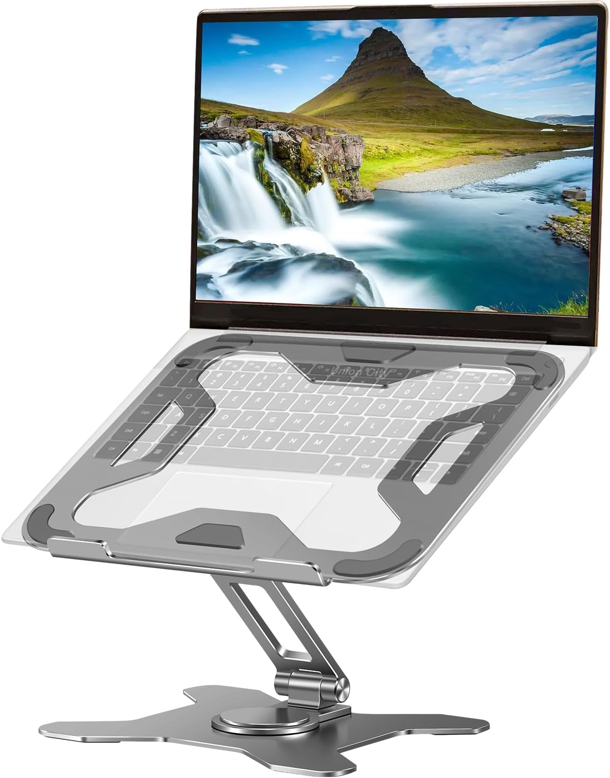 Union City Laptop Stand, Adjustable Laptop Stand with 360 Rotating Base, Heavy Stable Riser Holder, Aluminum Laptop Holder Stand for All Computers, Silver